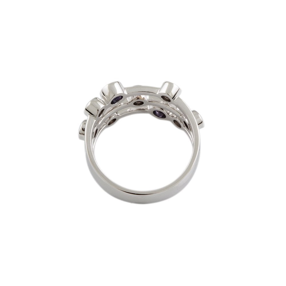 White Gold 0.26ct Round Brilliant Cut Diamond and 0.26ct Round Tanzanite Set Bubble Ring