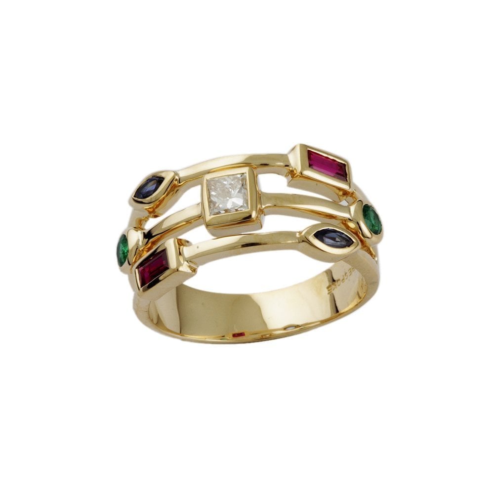 Yellow Gold Multiple Stone Set Bubble Ring  1.03ct