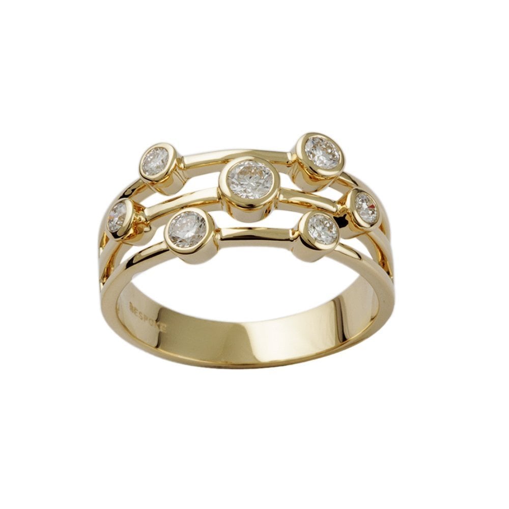 Yellow Gold Seven Stone 0.56ct Round Brilliant Cut Diamond Bubble Ring
