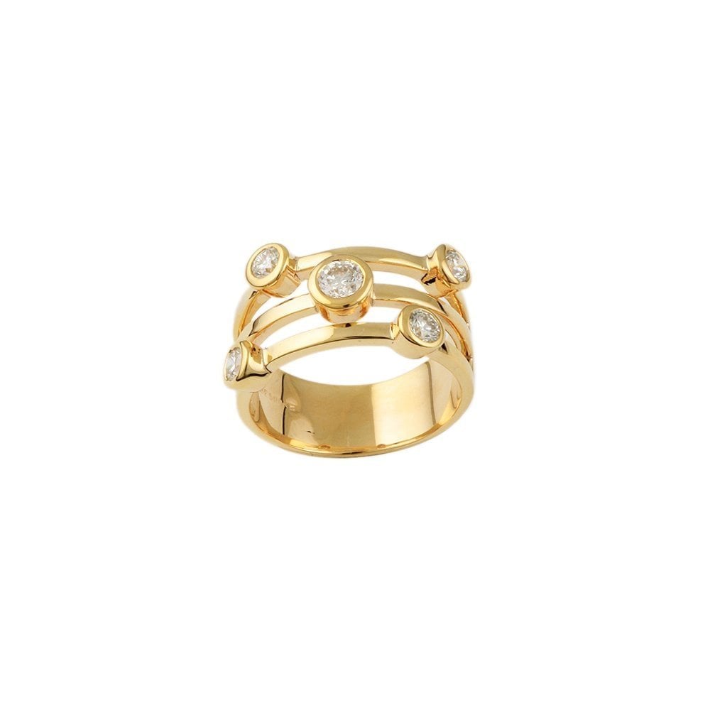 Yellow Gold Five Stone 0.60ct Round Brilliant Cut Diamond Bubble Ring