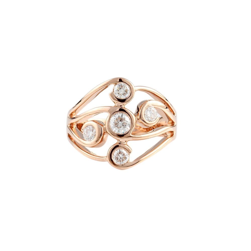 Rose Gold Five Stone 0.61ct Round Brilliant Diamond Bubble Ring