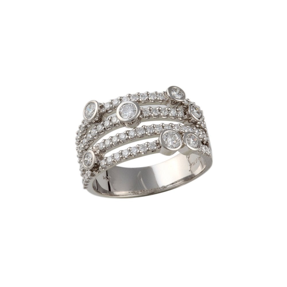 White Gold Round Brilliant Cut Diamond Bubble Ring 1.25ct