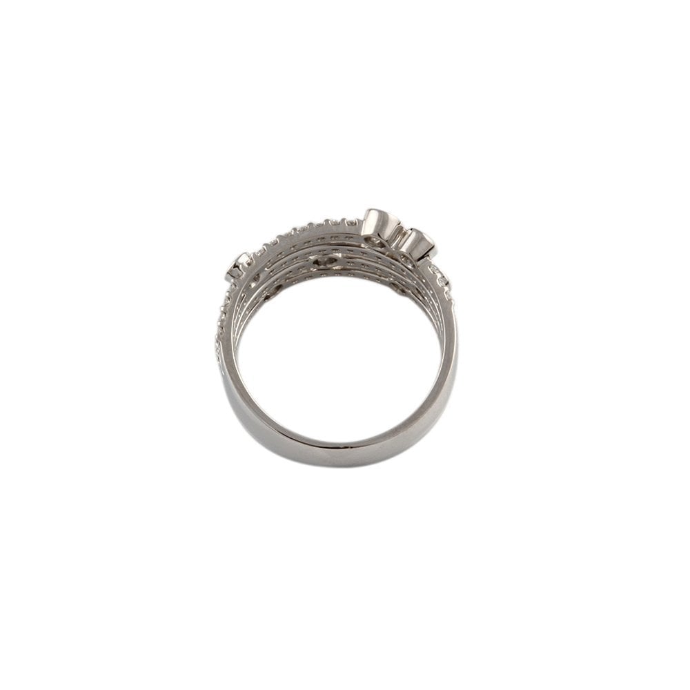 White Gold Round Brilliant Cut Diamond Bubble Ring 1.25ct