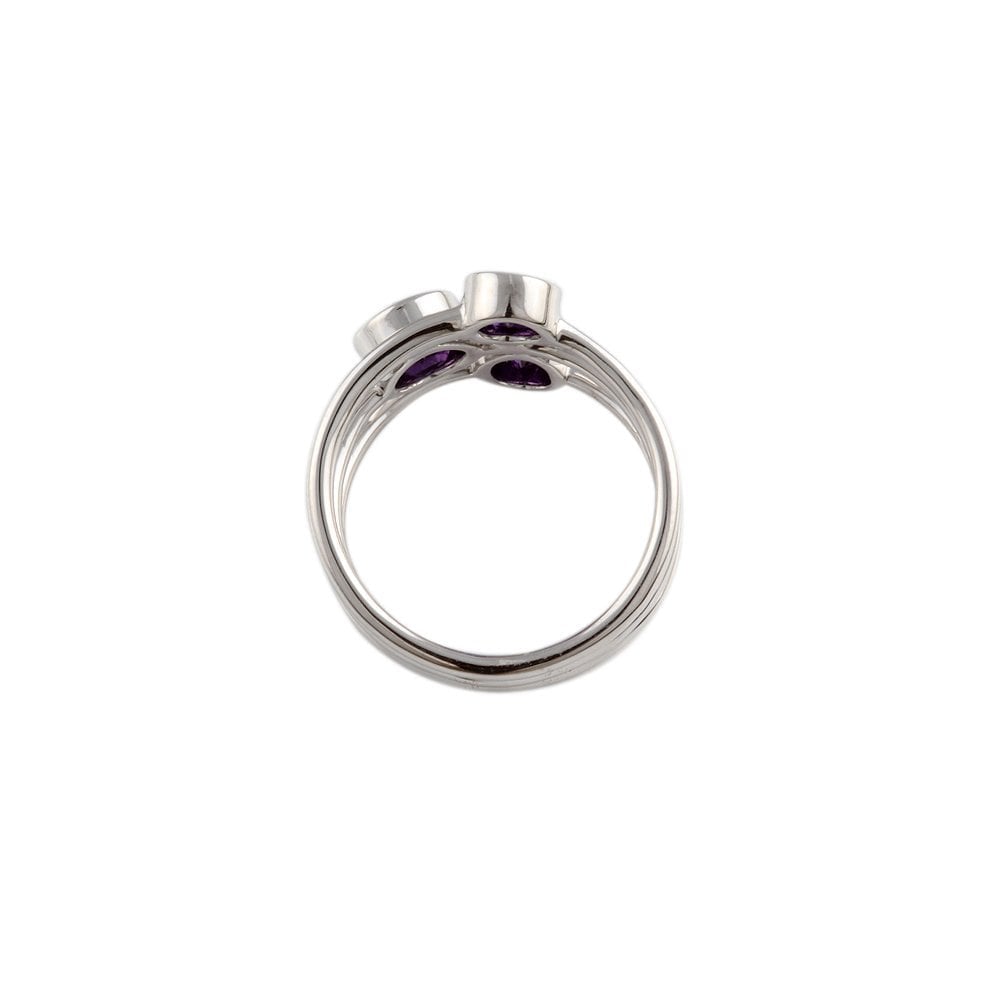 White Gold Multiple shaped Three Stone 1.04ct Amethyst Bubble Ring
