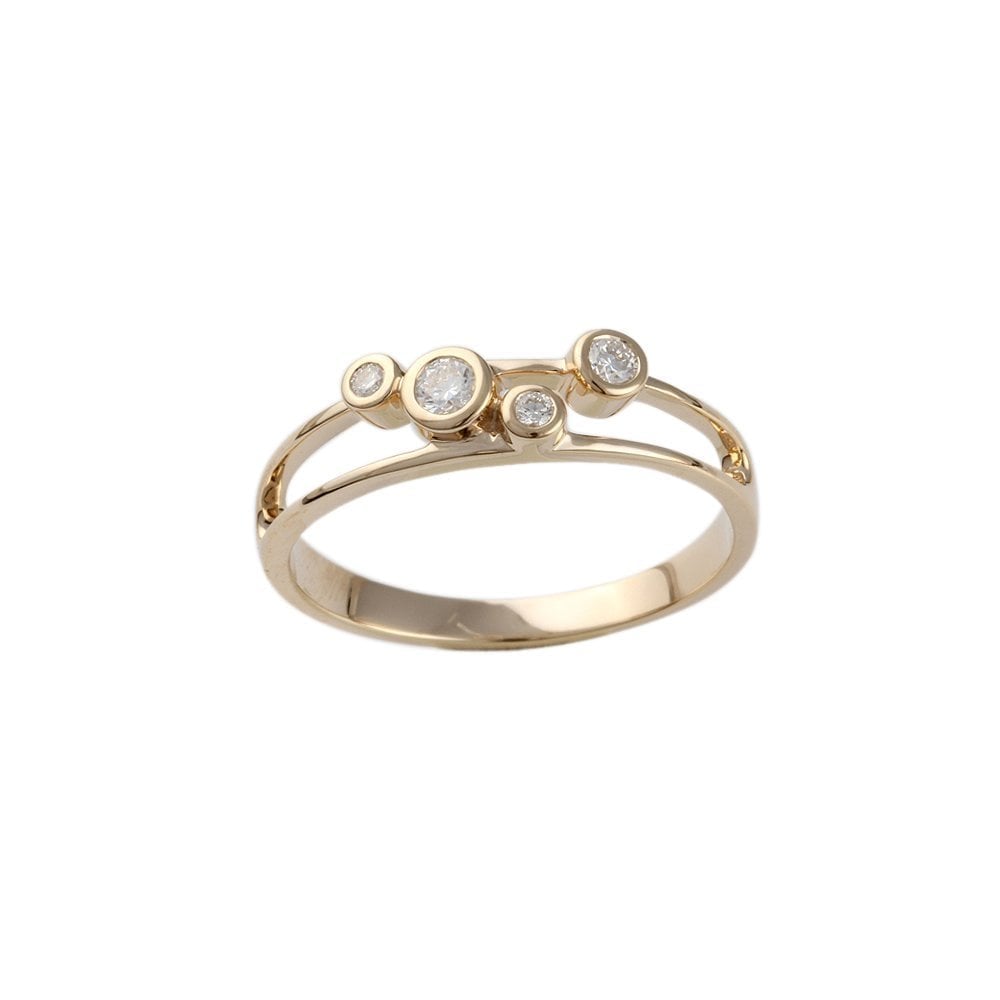 Yellow Gold Four 0.33ct Round Brilliant Cut Diamond Bubble Ring