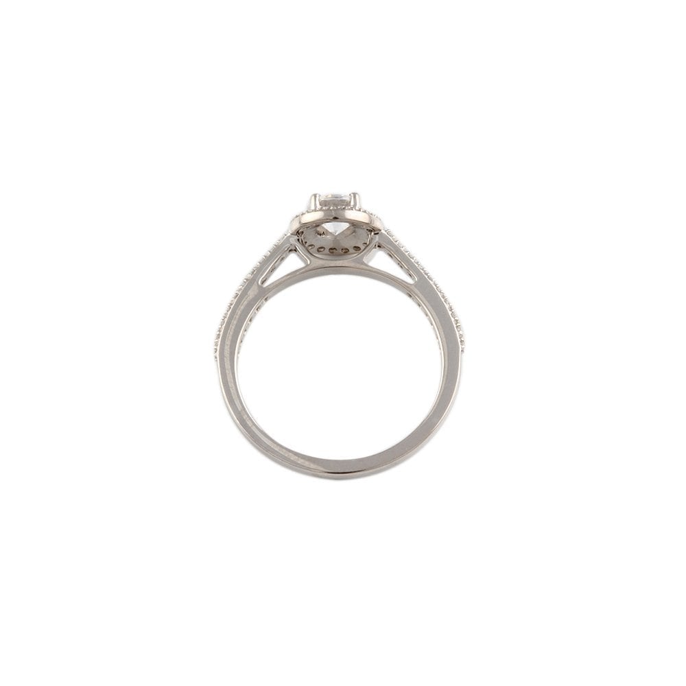 White Gold 0.62ct Micro Set Round Brilliant Diamond Cluster Wed Fit Style Ring