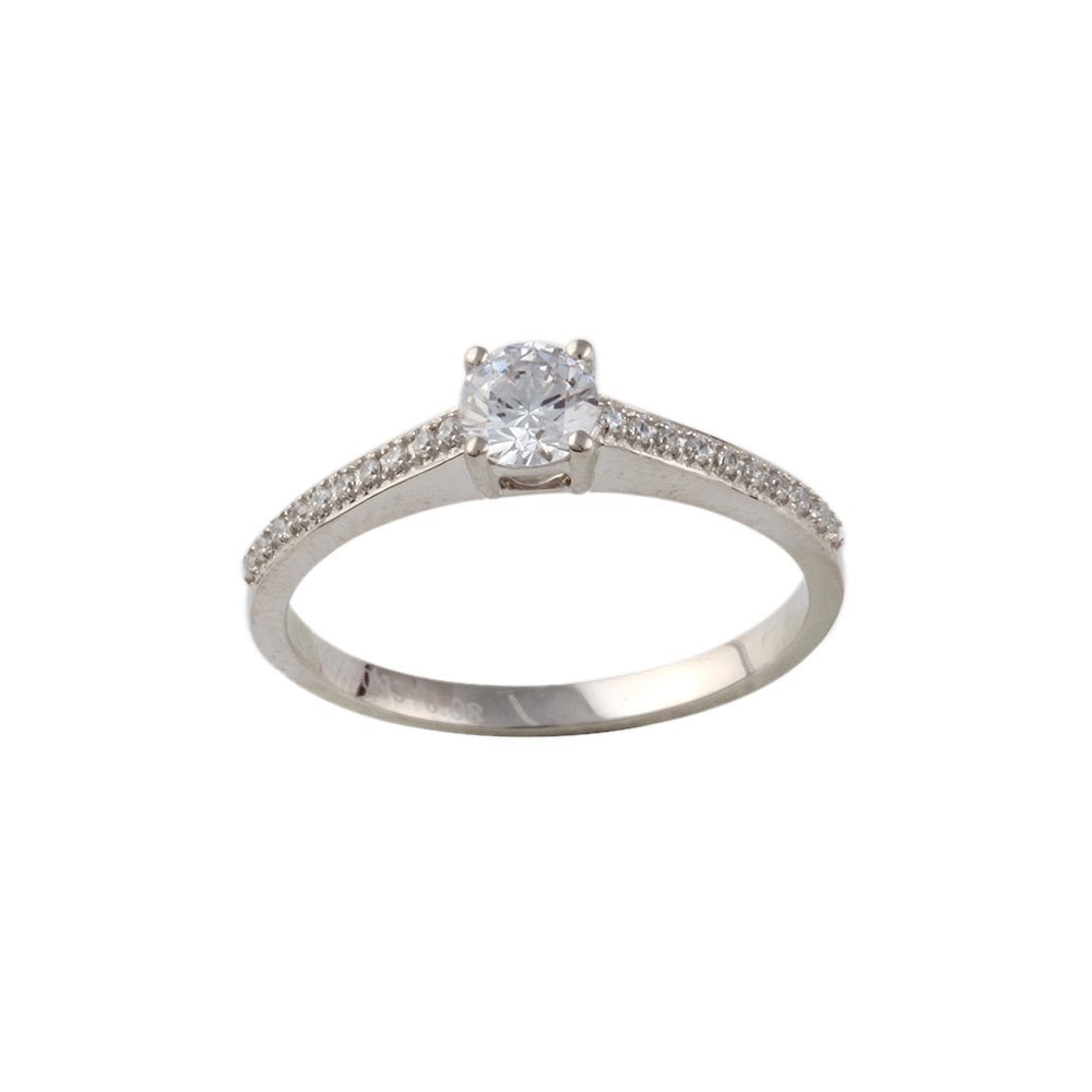White Gold 0.39ct Micro Set Round Brilliant Diamond Wed Fit Style Ring