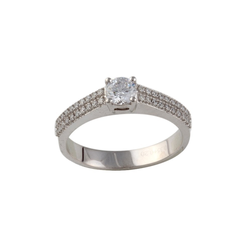 White Gold 0.53ct Micro Set Round Brilliant Diamond Wed Fit Style Ring