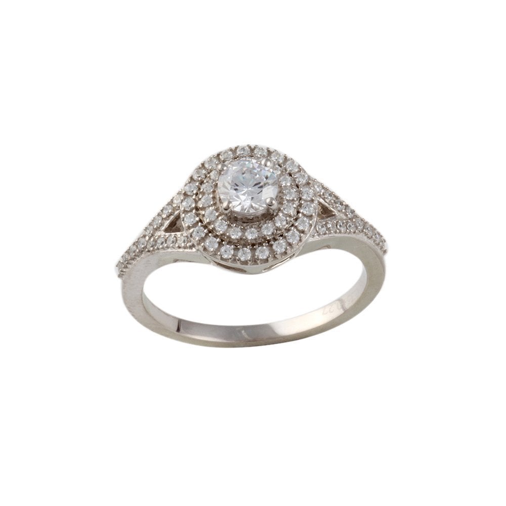 White Gold 0.56ct Micro Set Round Brilliant Diamond Cluster Wed Fit Style Ring