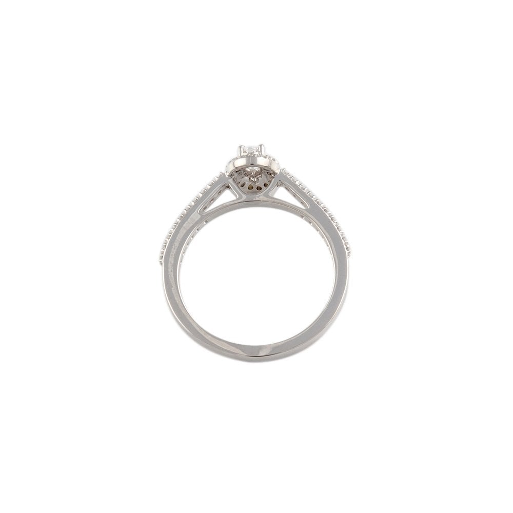 White Gold 0.45ct Micro Set Multiple Shaped Diamond Cluster Wed Fit Style Ring