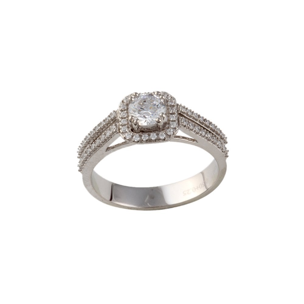 White Gold 0.74ct Micro Set Round Brilliant Diamond Cluster Wed Fit Style Ring