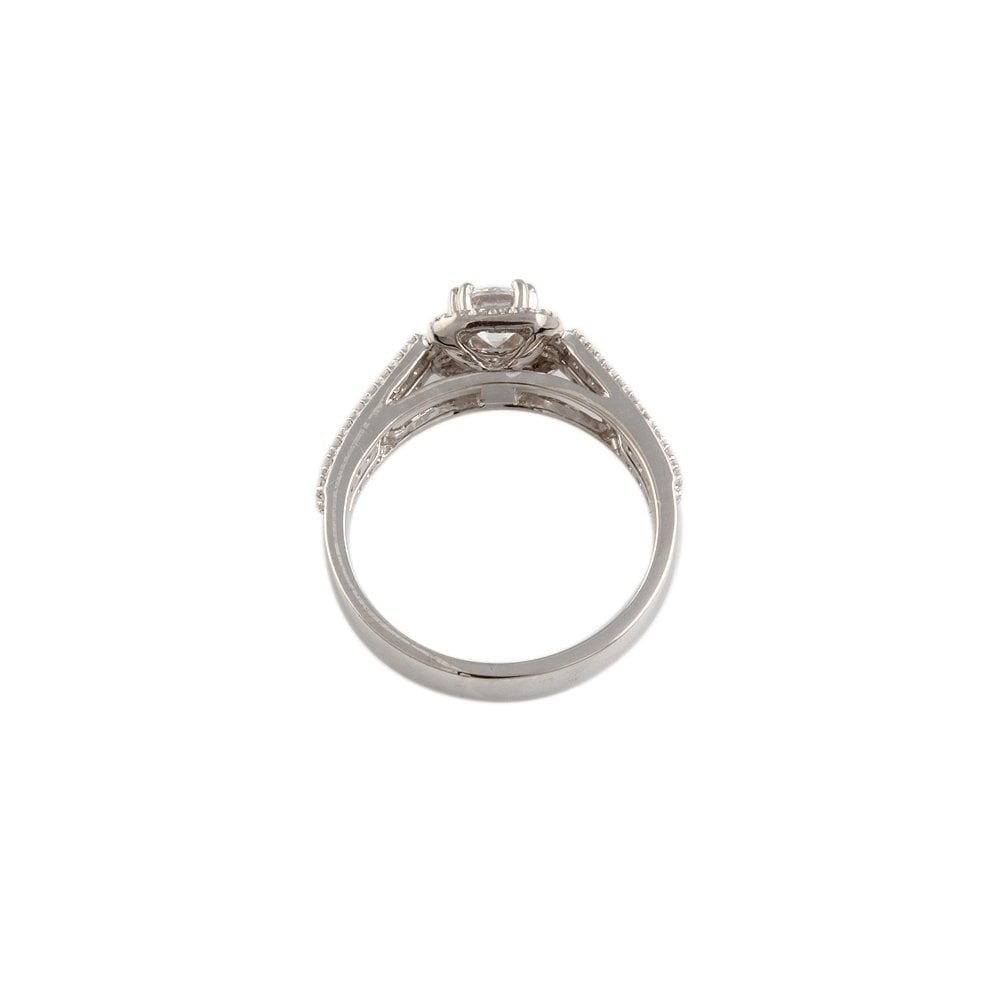 White Gold 0.74ct Micro Set Round Brilliant Diamond Cluster Wed Fit Style Ring