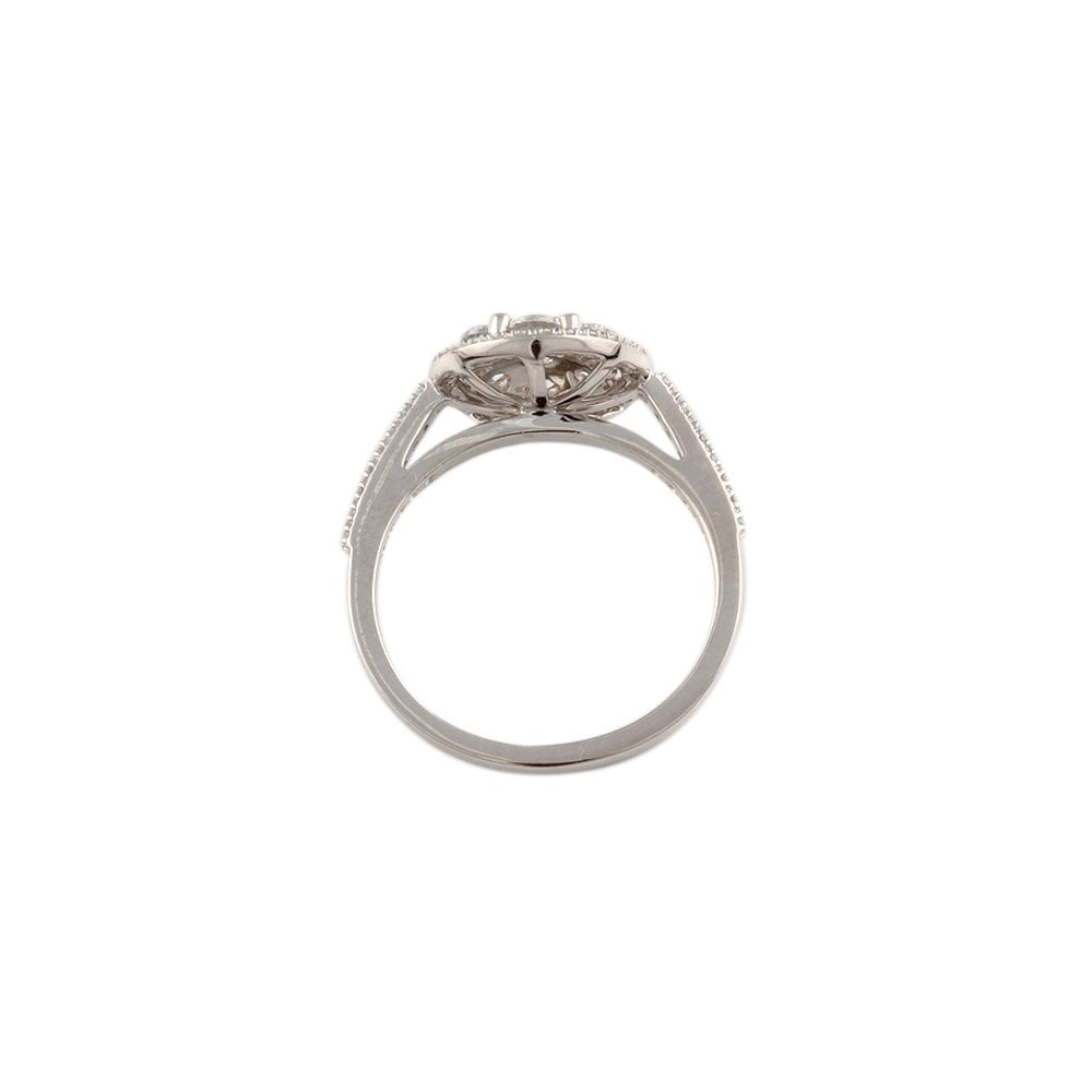 White Gold 0.77ct Micro Set Round Brilliant Diamond Cluster Wed Fit Style Ring