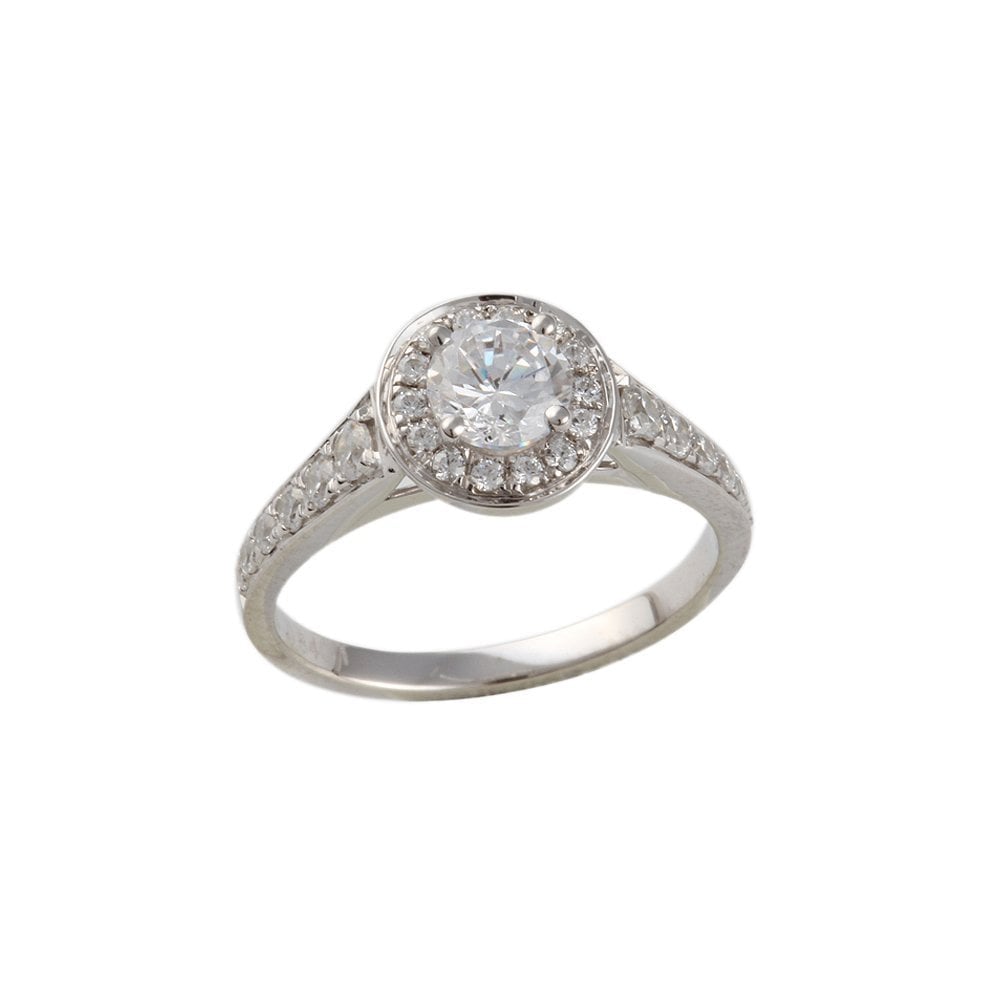 White Gold 0.85ct Micro Set Round Brilliant Diamond Cluster Wed Fit Style Ring