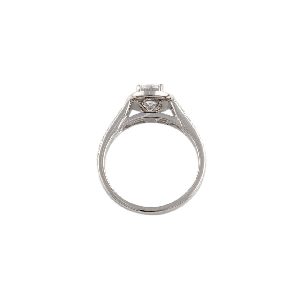 White Gold 0.85ct Micro Set Round Brilliant Diamond Cluster Wed Fit Style Ring