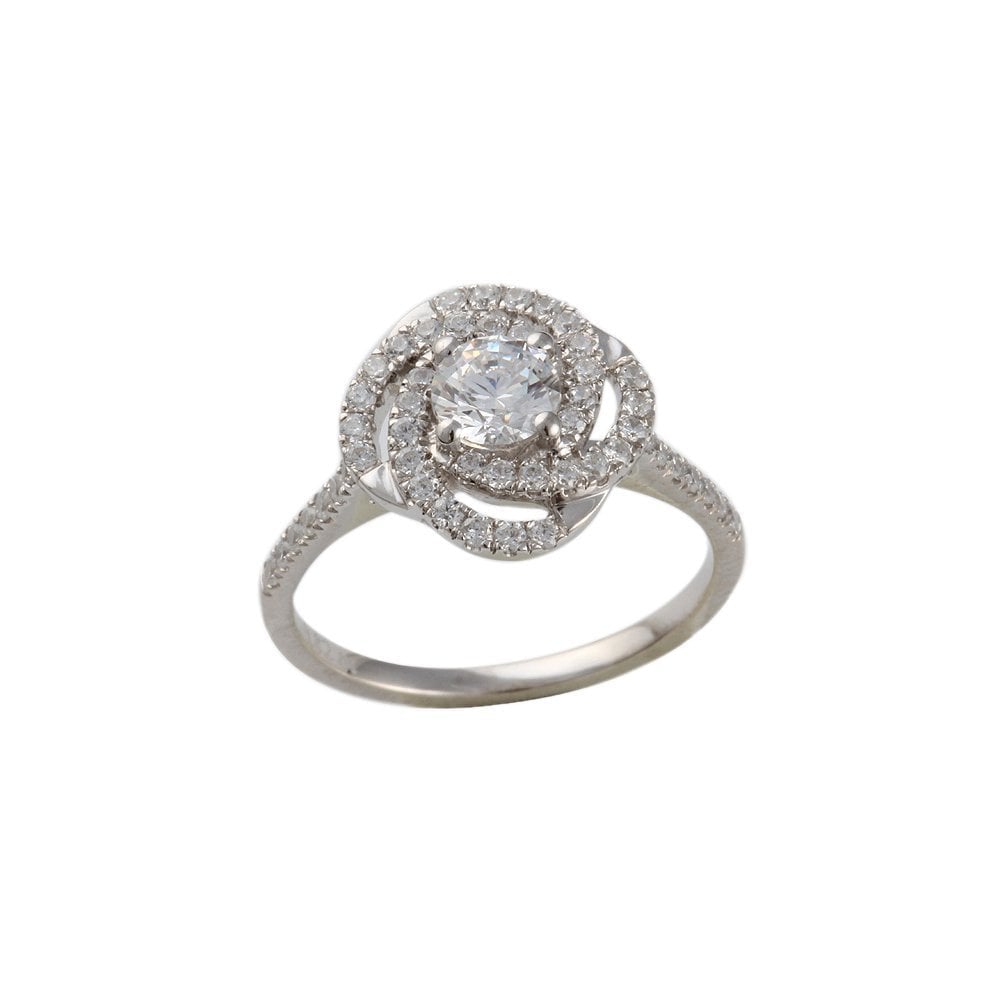 White Gold 0.83ct Micro Set Round Brilliant Diamond Cluster Ring