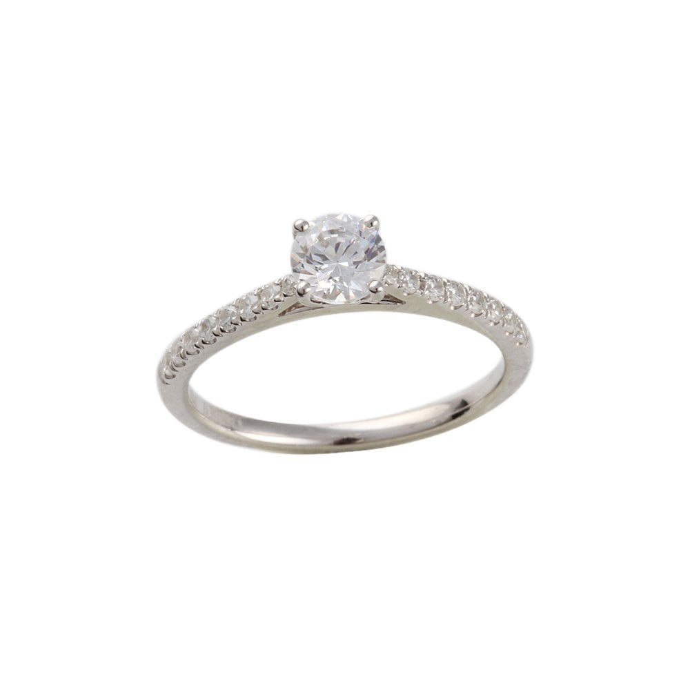 White Gold 0.65ct Micro Set Round Brilliant Diamond Wed Fit Style Ring