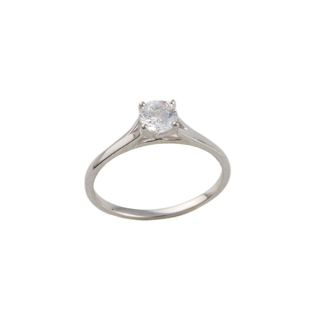 White Gold 0.50ct Round Brilliant Diamond Solitaire Wed Fit Style Ring