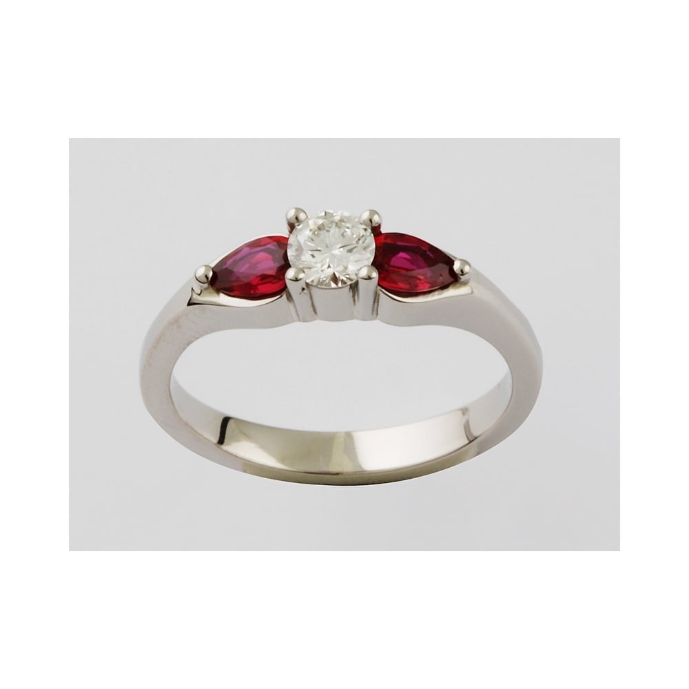 18ct white gold ruby and diamond ring