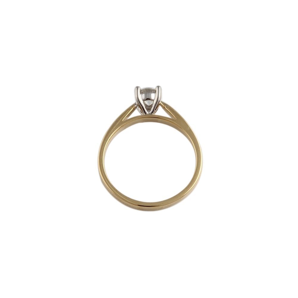 Yellow and White Gold 0.45ct Round Diamond Solitaire Ring