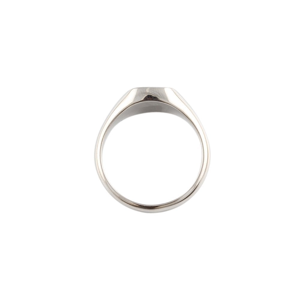 White Gold Cushion Shaped Head Signet Ring
