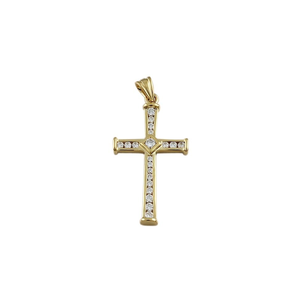 9ct Yellow Gold Diamond Cross Pendant 0.52ct