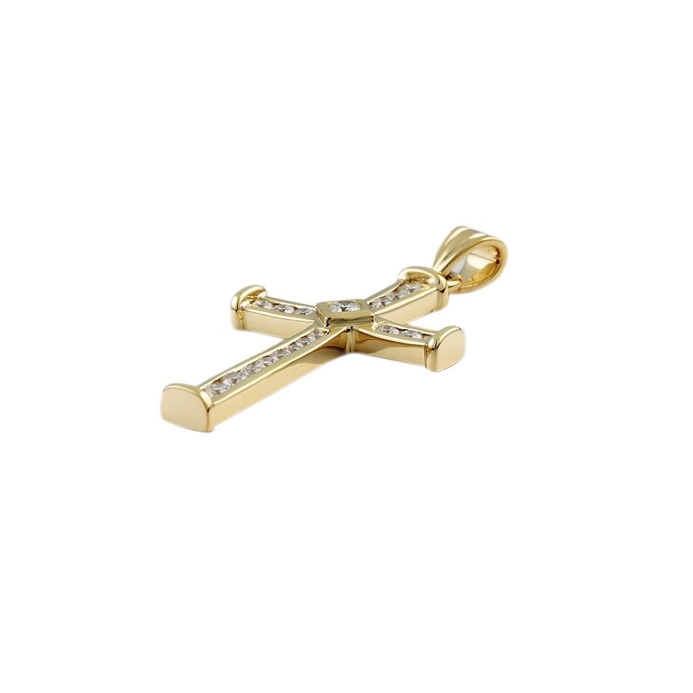 9ct Yellow Gold Diamond Cross Pendant 0.52ct
