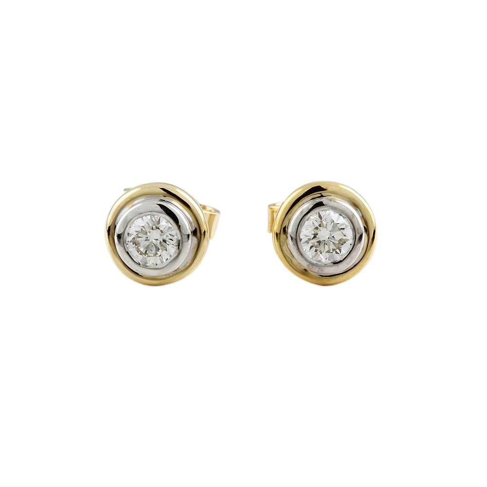 9ct Yellow and White Gold Diamond Stud Earring