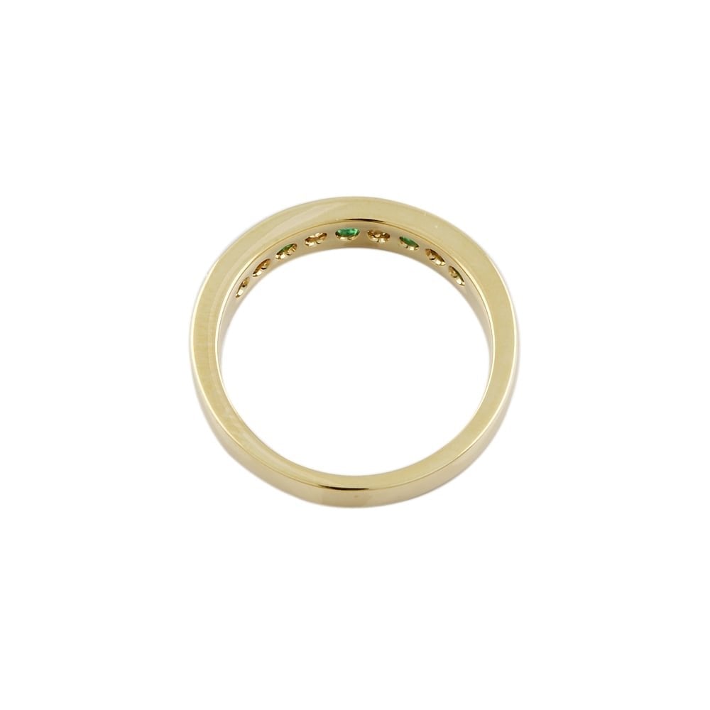 9ct Yellow Gold Emerald and Diamond Half Eternity Ring