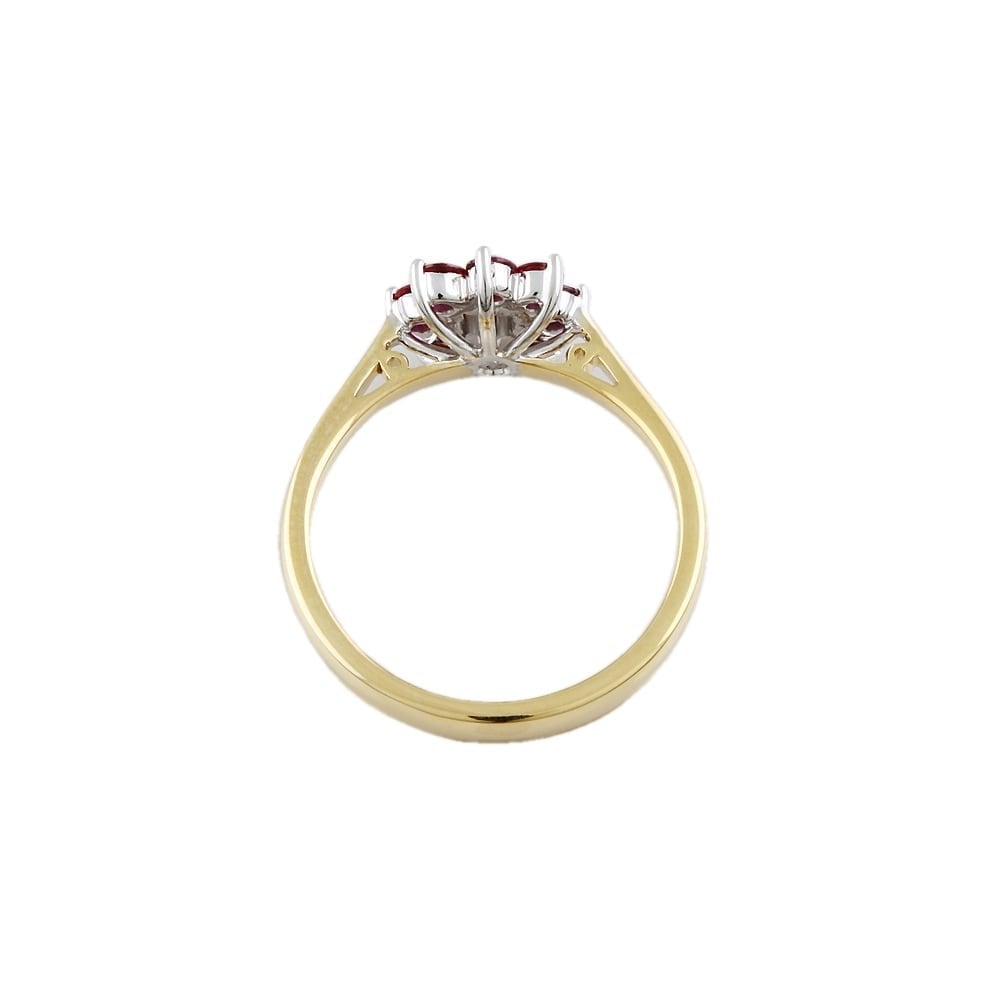 Yellow and White Gold Ruby 0.63ct with Diamond 0.16ct Cluster Ring