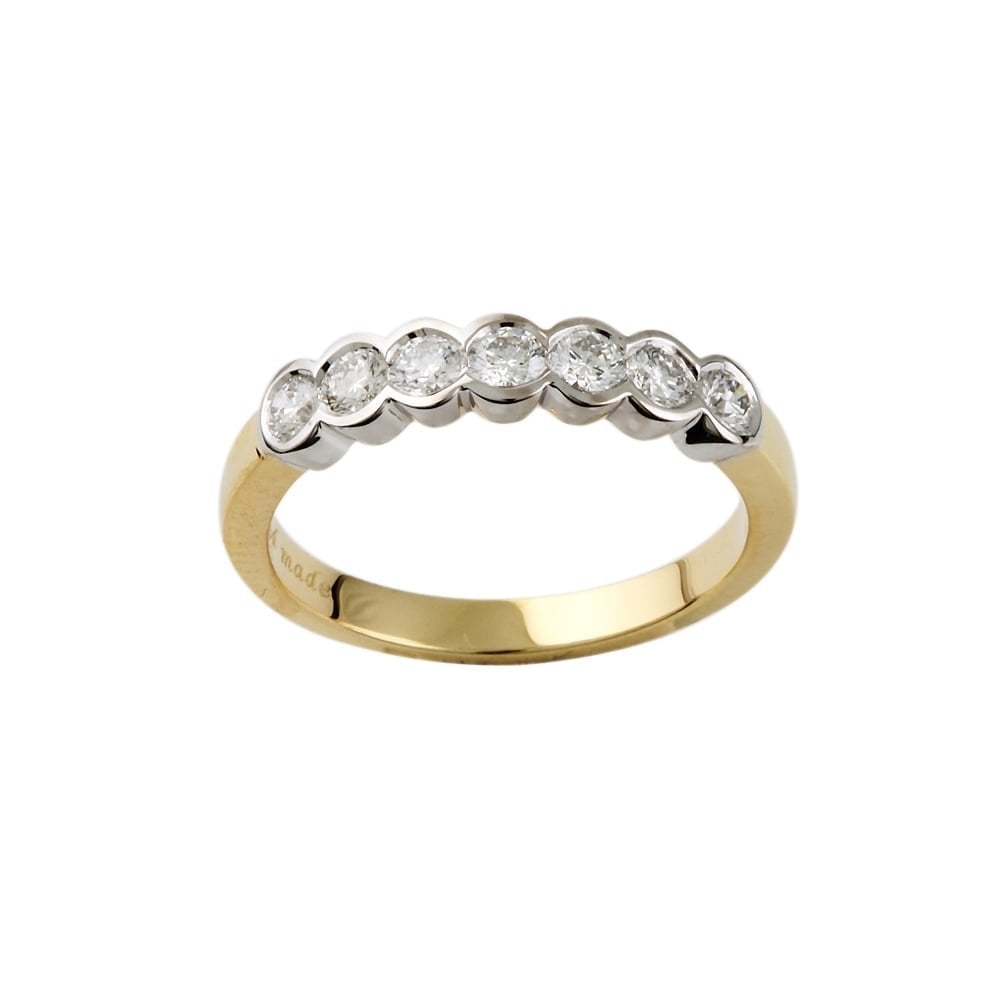 9ct Yellow and White Gold Diamond Seven Stone Ring