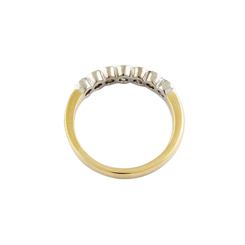 9ct Yellow and White Gold Diamond Seven Stone Ring