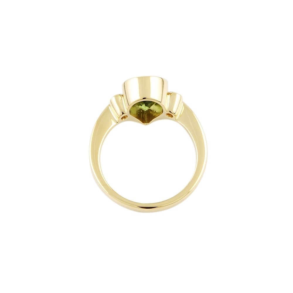 9ct Yellow Gold Peridot and Diamond Three Stone Ring AG