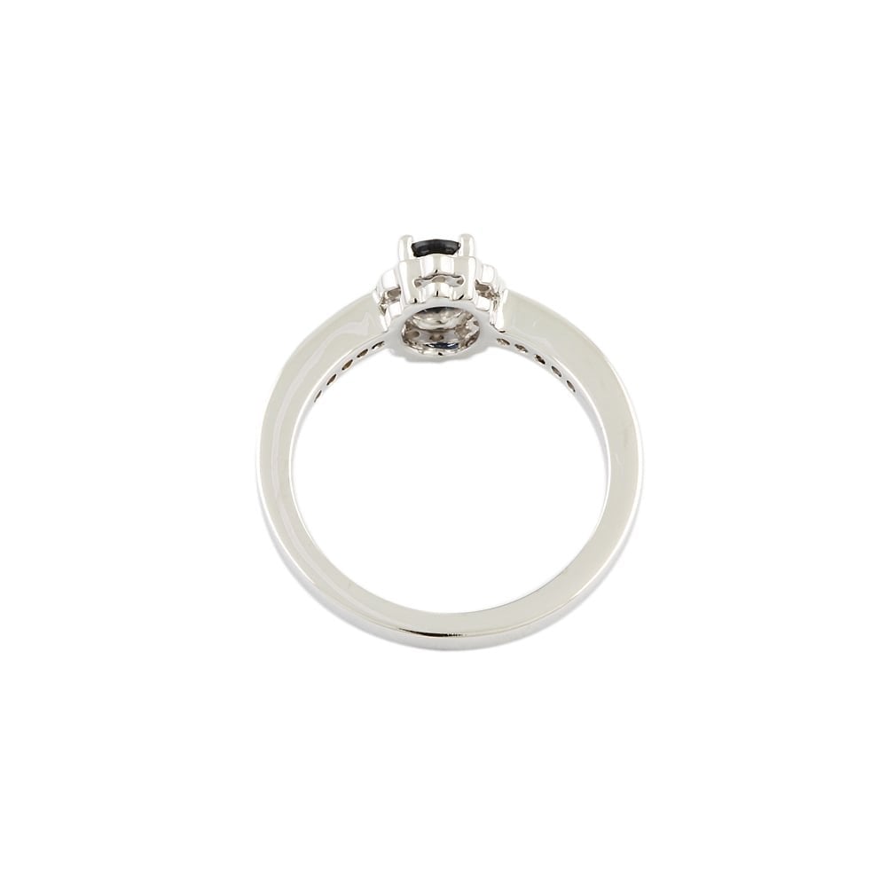 9ct White Gold Blue Sapphire and Diamond Cluster Ring