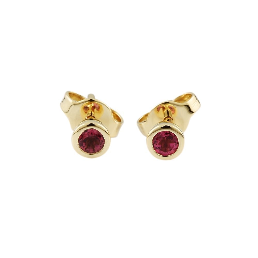 9ct Yellow Gold Pink Tourmaline Stud Earring 0.29ct