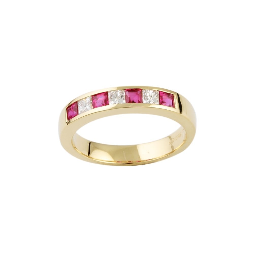9ct Yellow Gold Ruby0.48ct and Diamond 0.28ct Ring