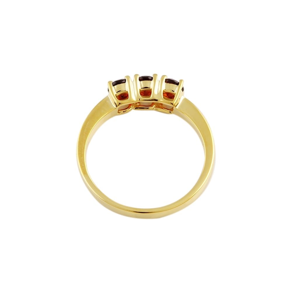 9ct Yellow Gold Garnet Three Stone Ring