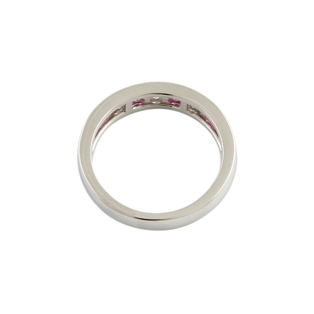 9ct White Gold Pink Sapphire and Diamond Half Eternity Ring