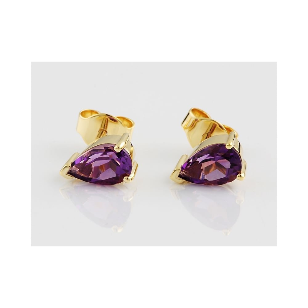 9ct Yellow Gold Amethyst Stud Earring 1.51ct