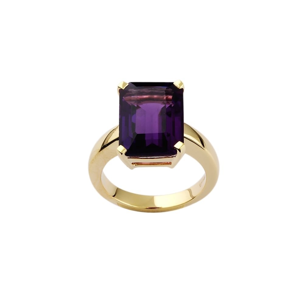 9ct Yellow Gold Amethyst Single Stone Ring