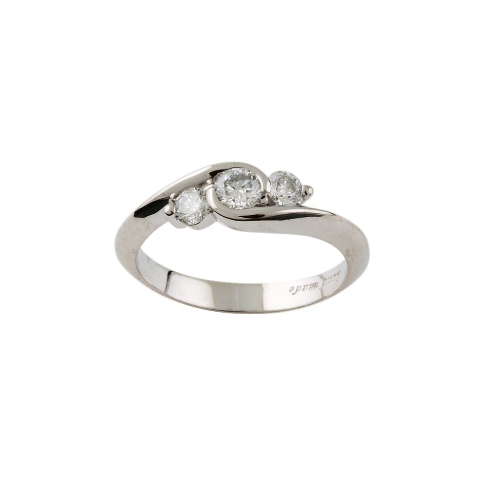 9ct White Gold Diamond Three Stone Ring Total weight  0.30ct