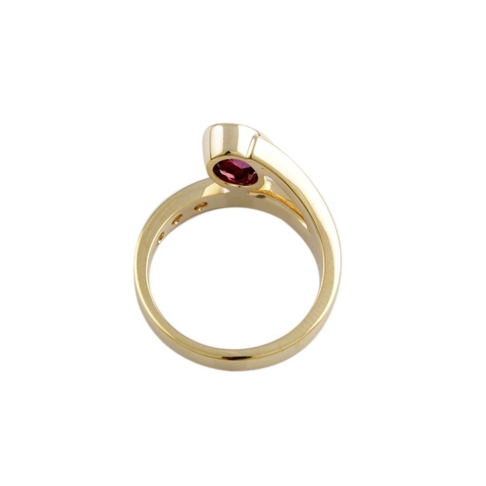 9ct Yellow Gold Rhodalite and Diamond Dress Ring
