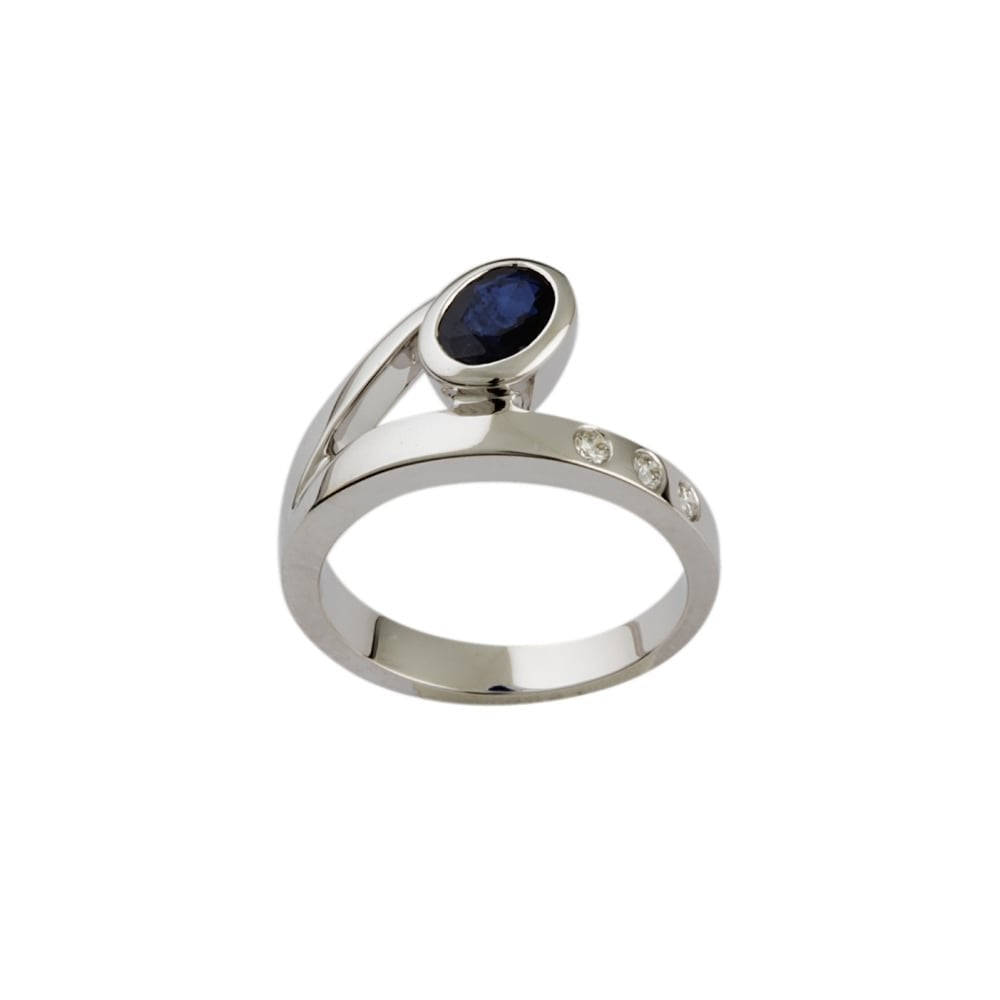 9ct White Gold Sapphire and Diamond Dress Ring