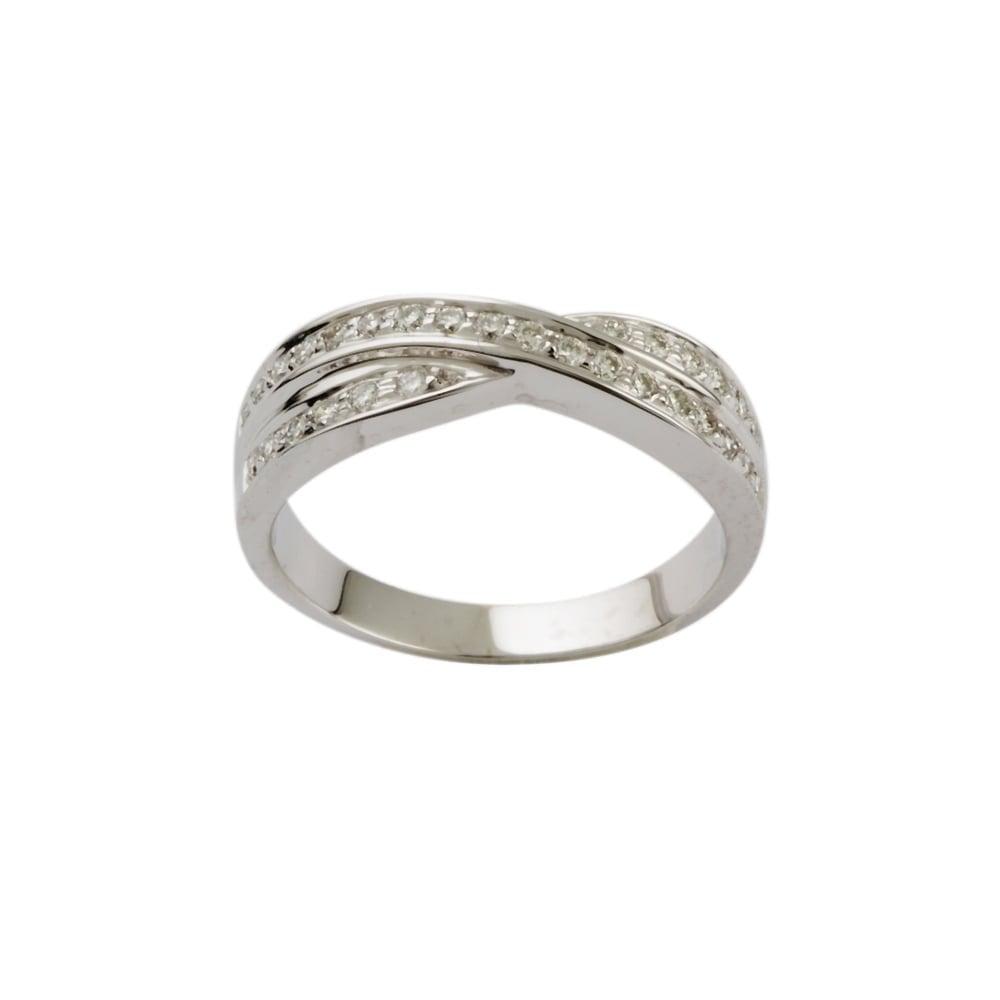 9ct White Gold Diamond Half Eternity Ring 0.86ct