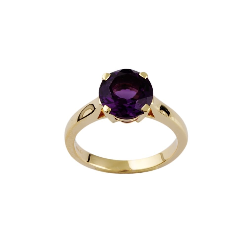 9ct Yellow Gold Amethyst Single Stone Ring 2.17ct