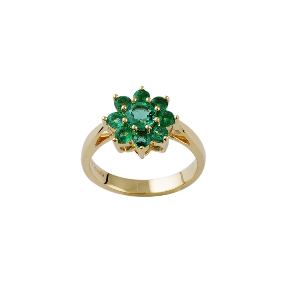 9ct Gold Emerald Cluster Ring 1.16ct