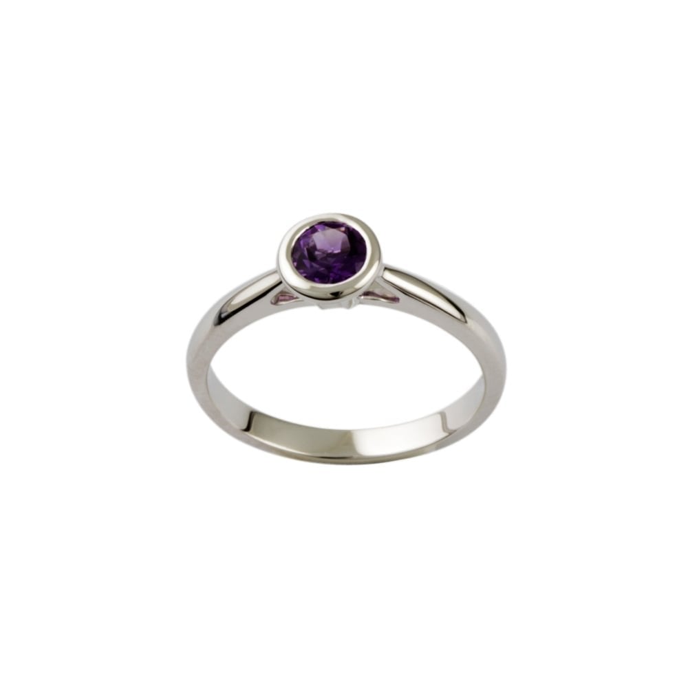 9ct White Gold Amethyst Single Stone Ring 0.33ct