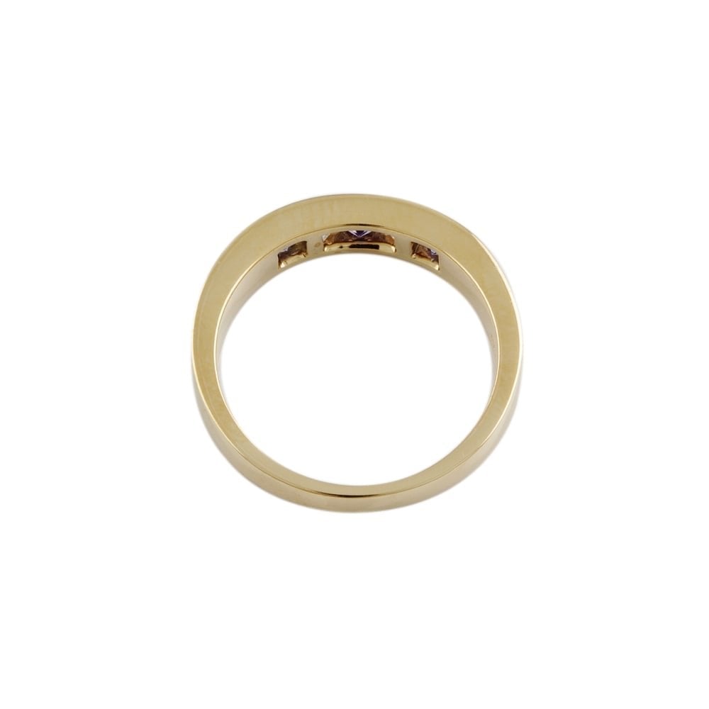 9ct Yellow Gold Tanzanite 0.41ct and Diamond Five Stone Ring 0.29ct