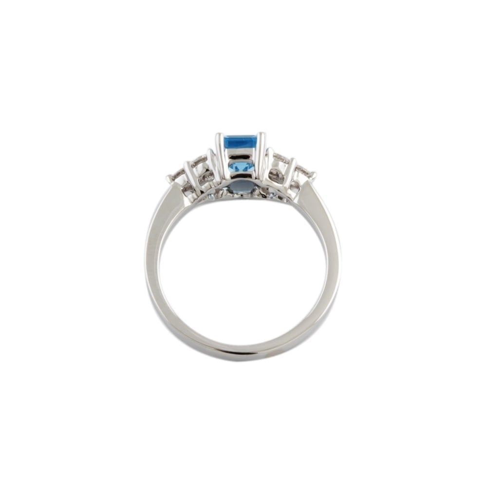 9ct White Gold Blue Topaz 1.39ct and Diamond 0.46ct Dress Ring
