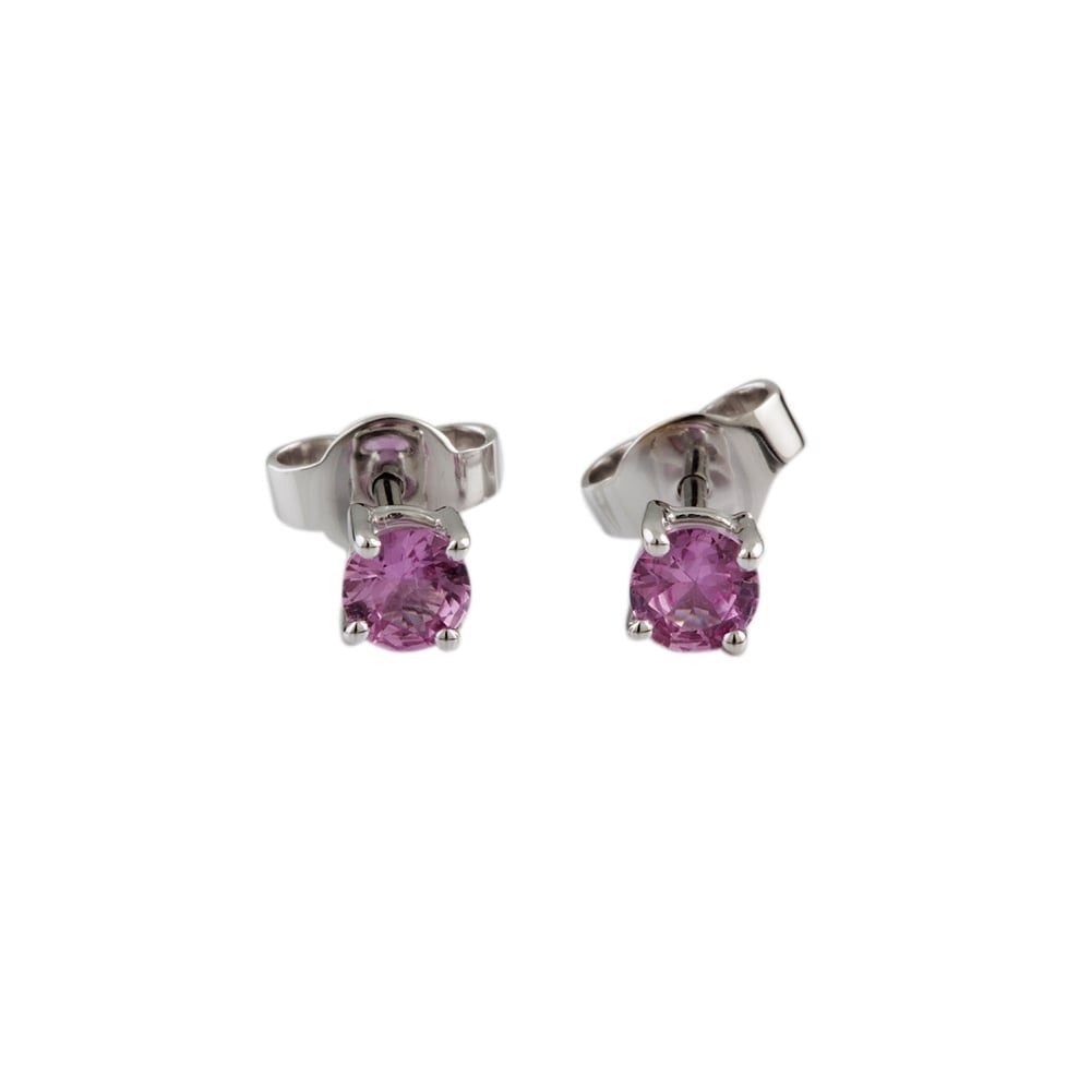9ct White Gold Pink Sapphire 0.65ct Stud Earrings